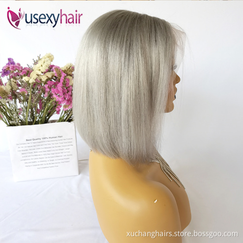 New Arrival Raw Indian Hair Colored Bob Wigs Short Frontal Lace Grey Wigs Human Hair Lace Front Straight Wig For Black Women